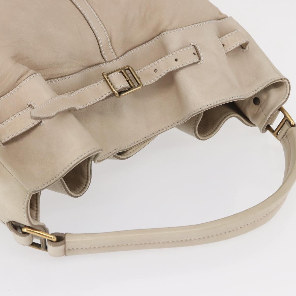 BURBERRY Shoulder Bag Leather Beige Gold Auth 164742