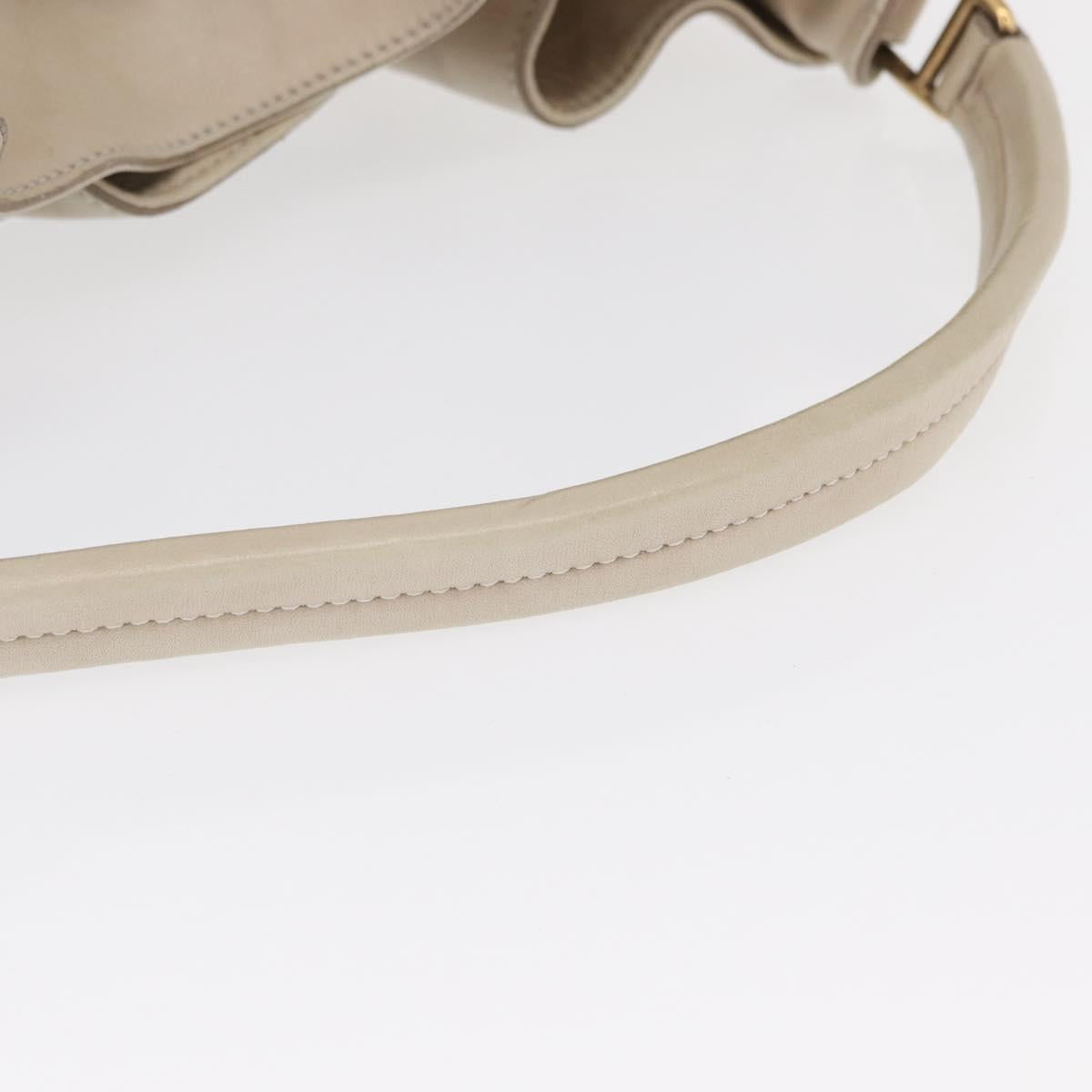 BURBERRY Shoulder Bag Leather Beige Gold Auth 164742