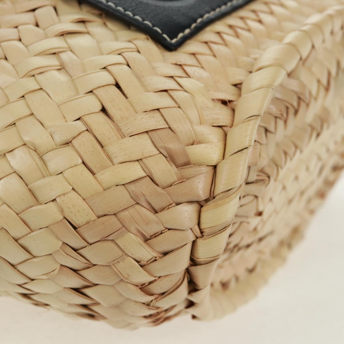 LOEWE Basket Anagram Shoulder Bag Raffia Beige Auth 164753V