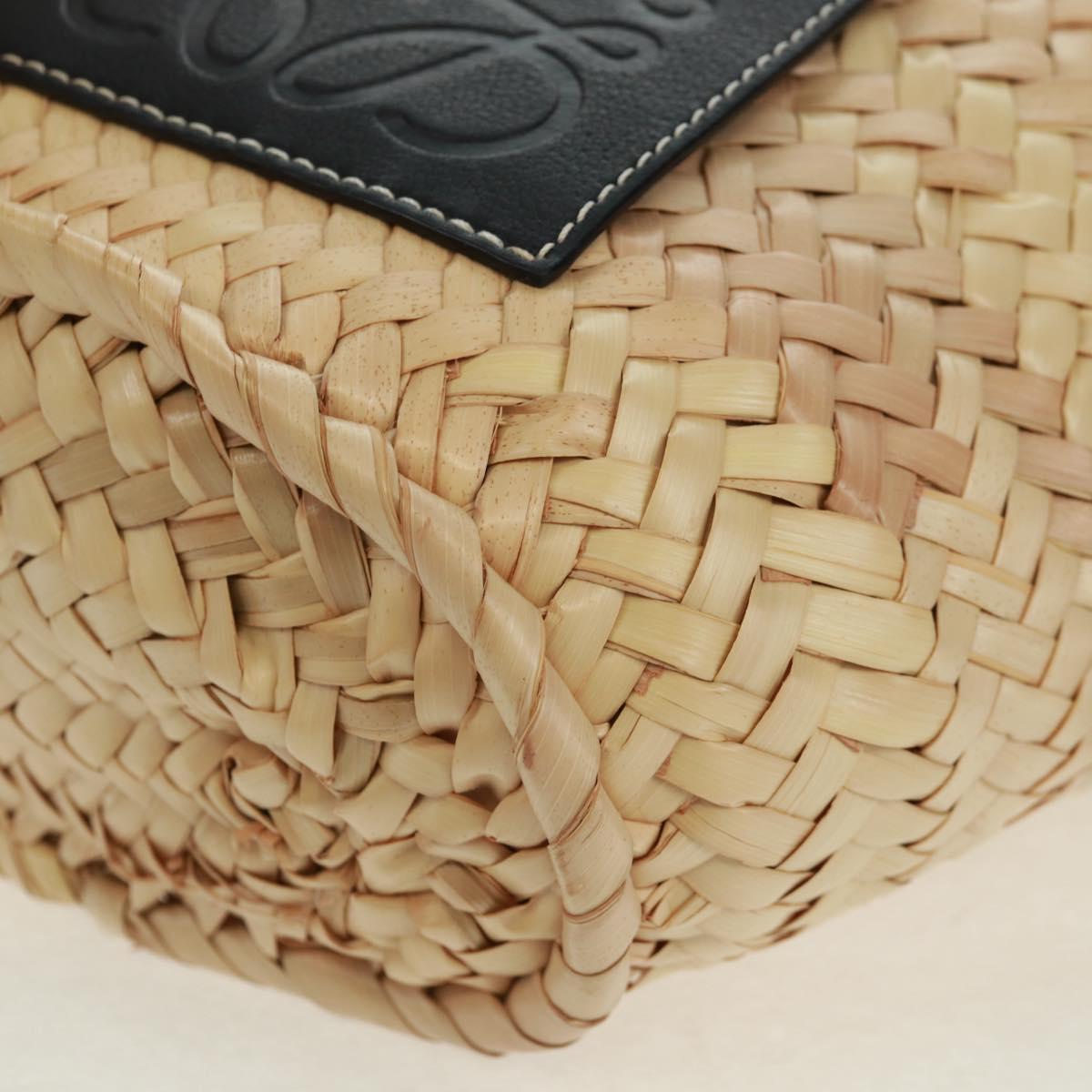 LOEWE Basket Anagram Shoulder Bag Raffia Beige Auth 164753V
