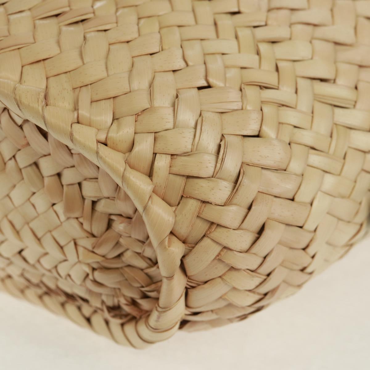 LOEWE Basket Anagram Shoulder Bag Raffia Beige Auth 164753V