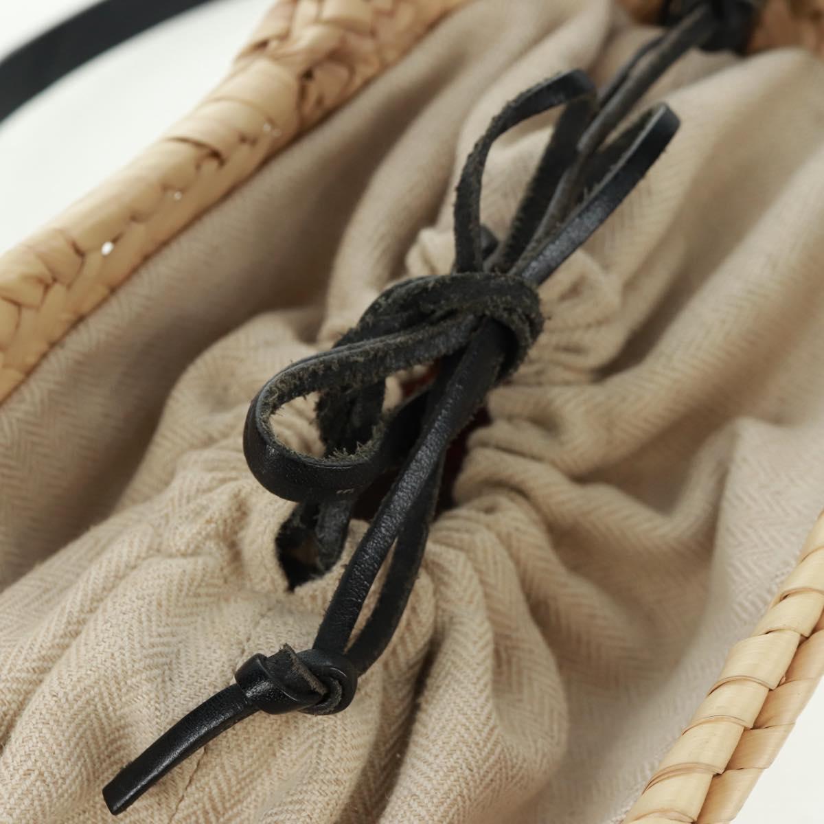 LOEWE Basket Anagram Shoulder Bag Raffia Beige Auth 164753V