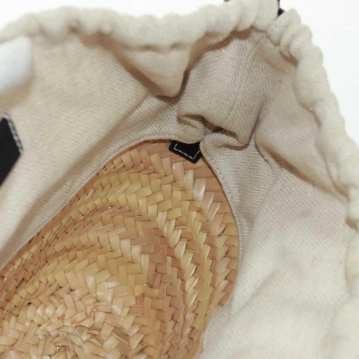 LOEWE Basket Anagram Shoulder Bag Raffia Beige Auth 164753V