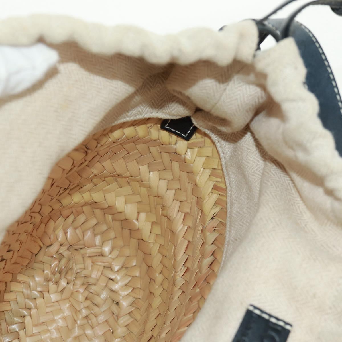 LOEWE Basket Anagram Shoulder Bag Raffia Beige Auth 164753V