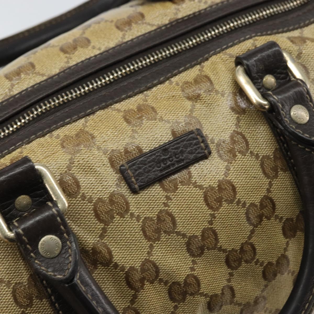 GUCCI GG Crystal Boston Bag Beige Gold 265697 Auth 164756