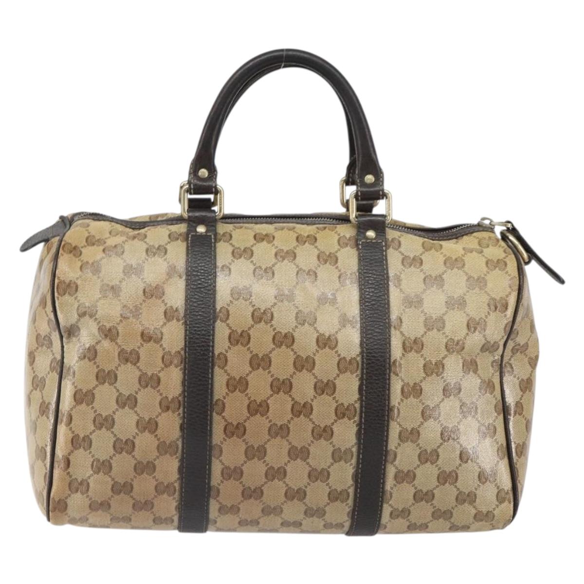 GUCCI GG Crystal Boston Bag Beige Gold 265697 Auth 164756