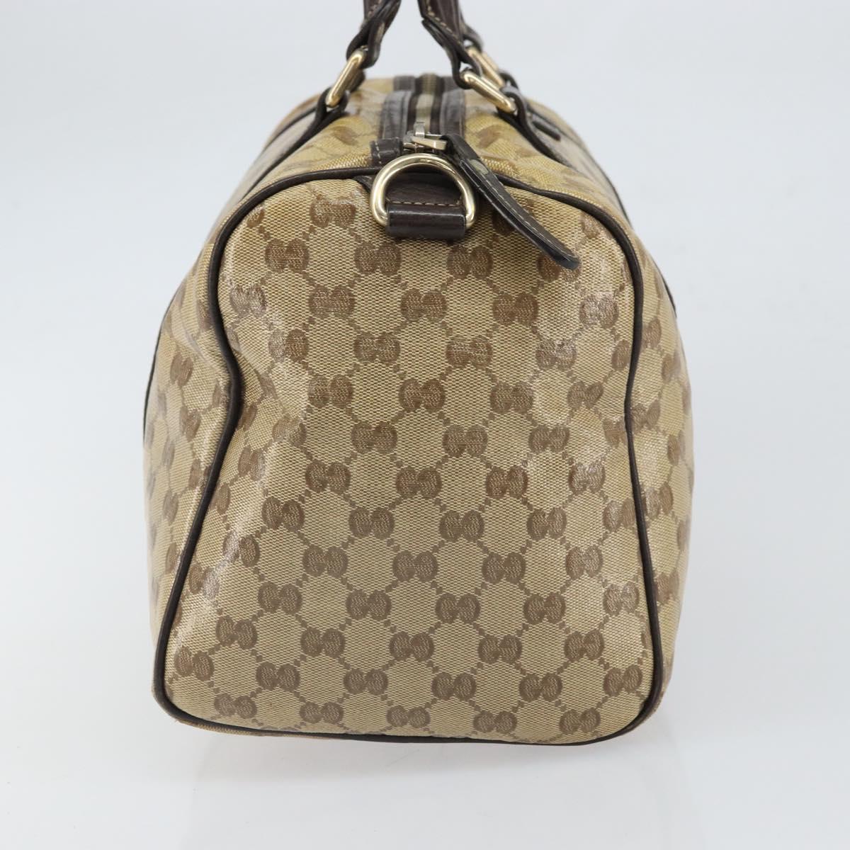 GUCCI GG Crystal Boston Bag Beige Gold 265697 Auth 164756
