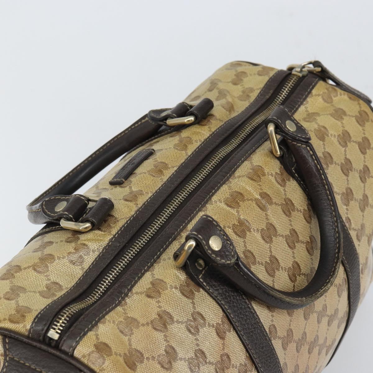 GUCCI GG Crystal Boston Bag Beige Gold 265697 Auth 164756