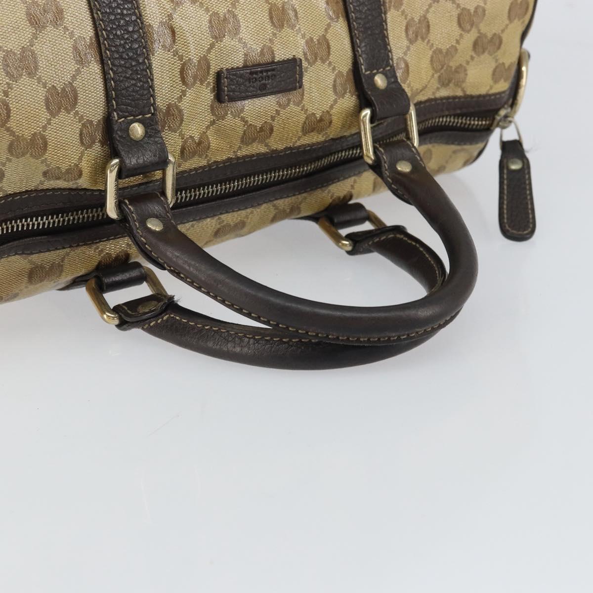 GUCCI GG Crystal Boston Bag Beige Gold 265697 Auth 164756