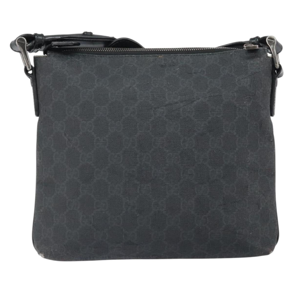 GUCCI GG Supreme Shoulder Bag PVC Black 387514 Auth 164758
