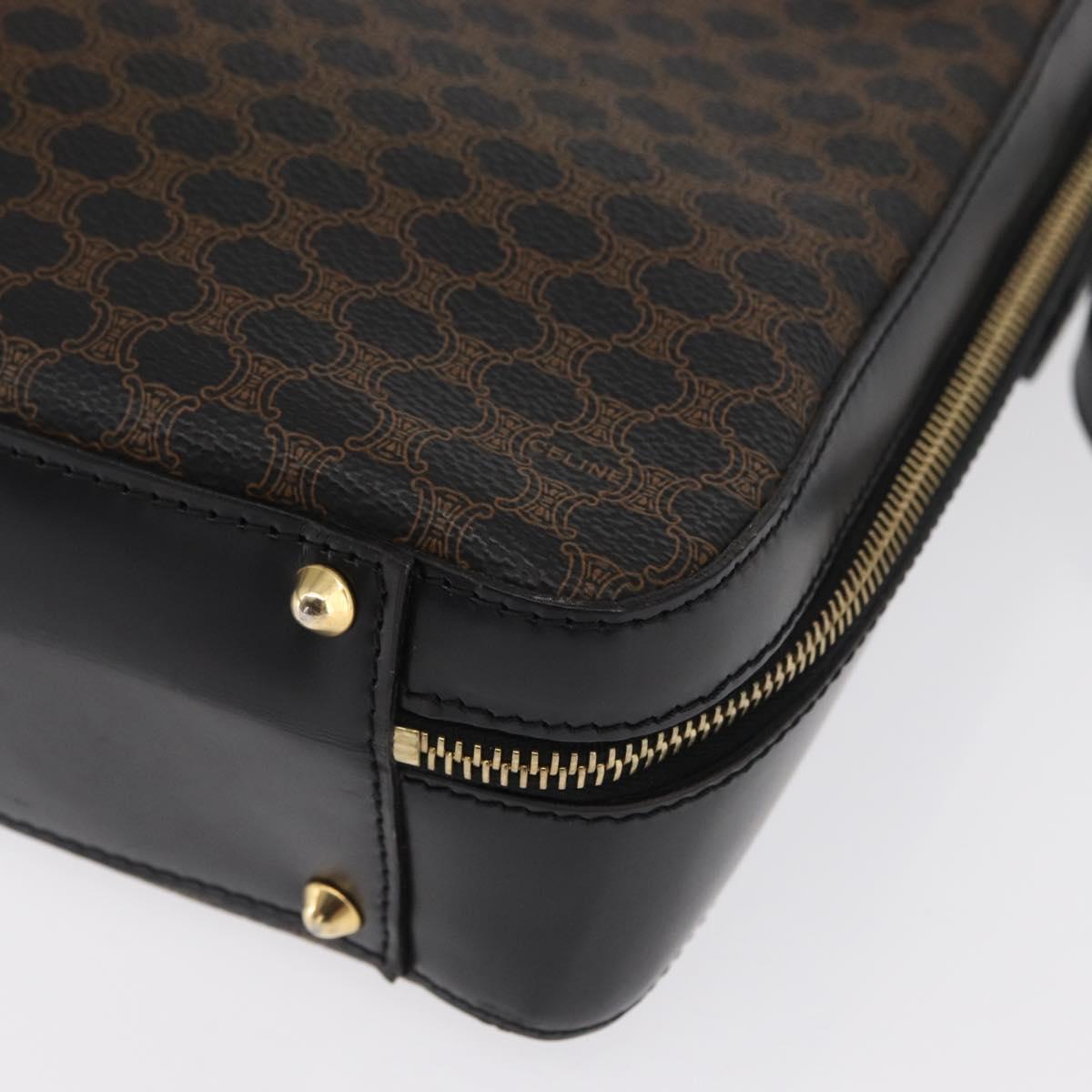 CELINE Macadam Canvas Hand Bag PVC Leather 2way Black Gold Auth 164759V