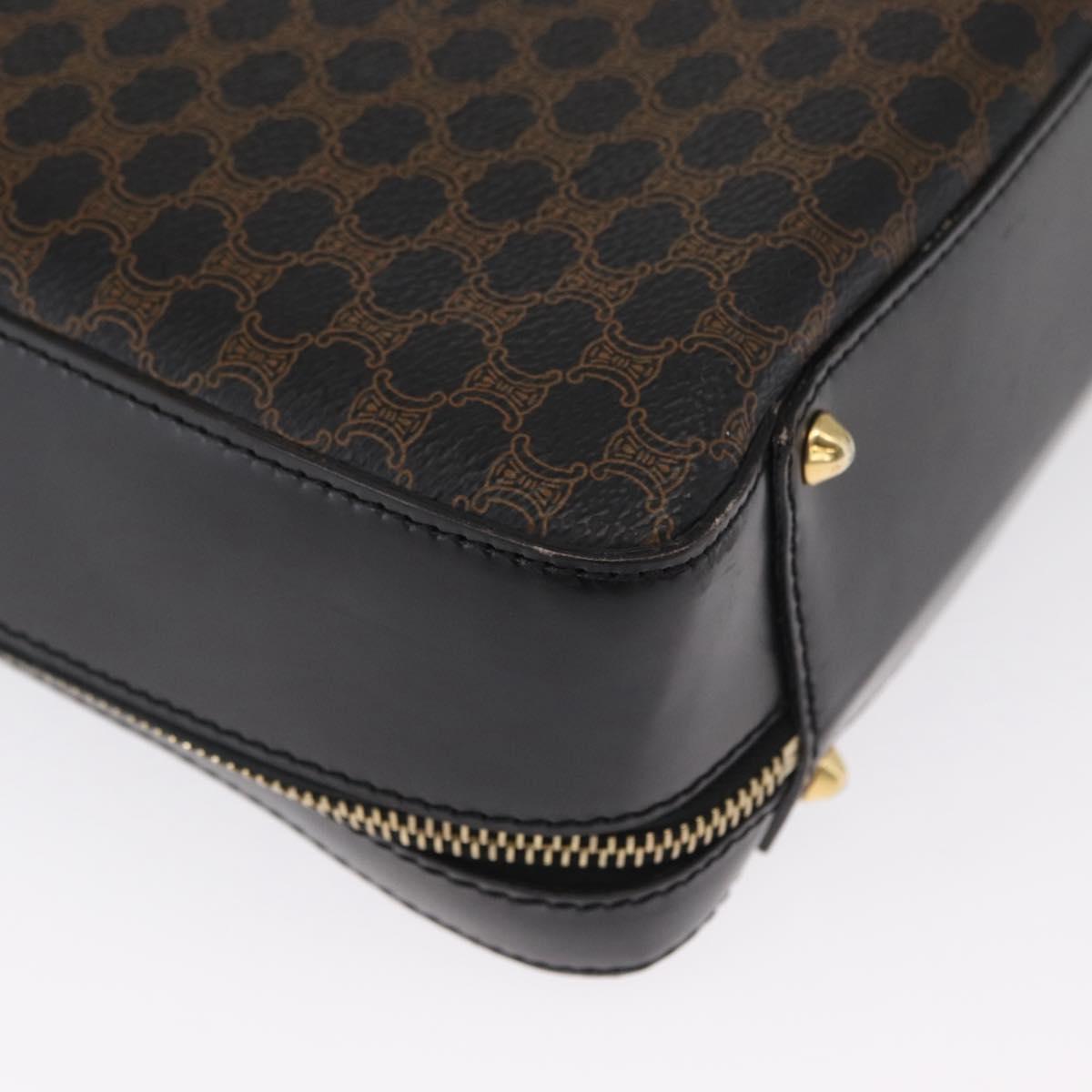 CELINE Macadam Canvas Hand Bag PVC Leather 2way Black Gold Auth 164759V