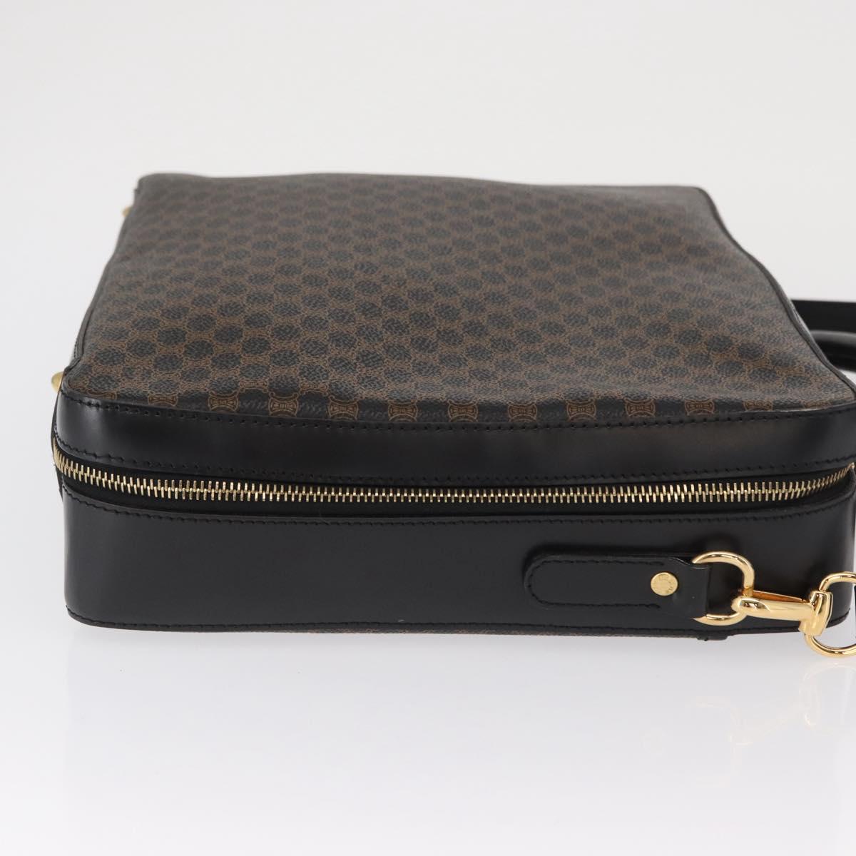CELINE Macadam Canvas Hand Bag PVC Leather 2way Black Gold Auth 164759V