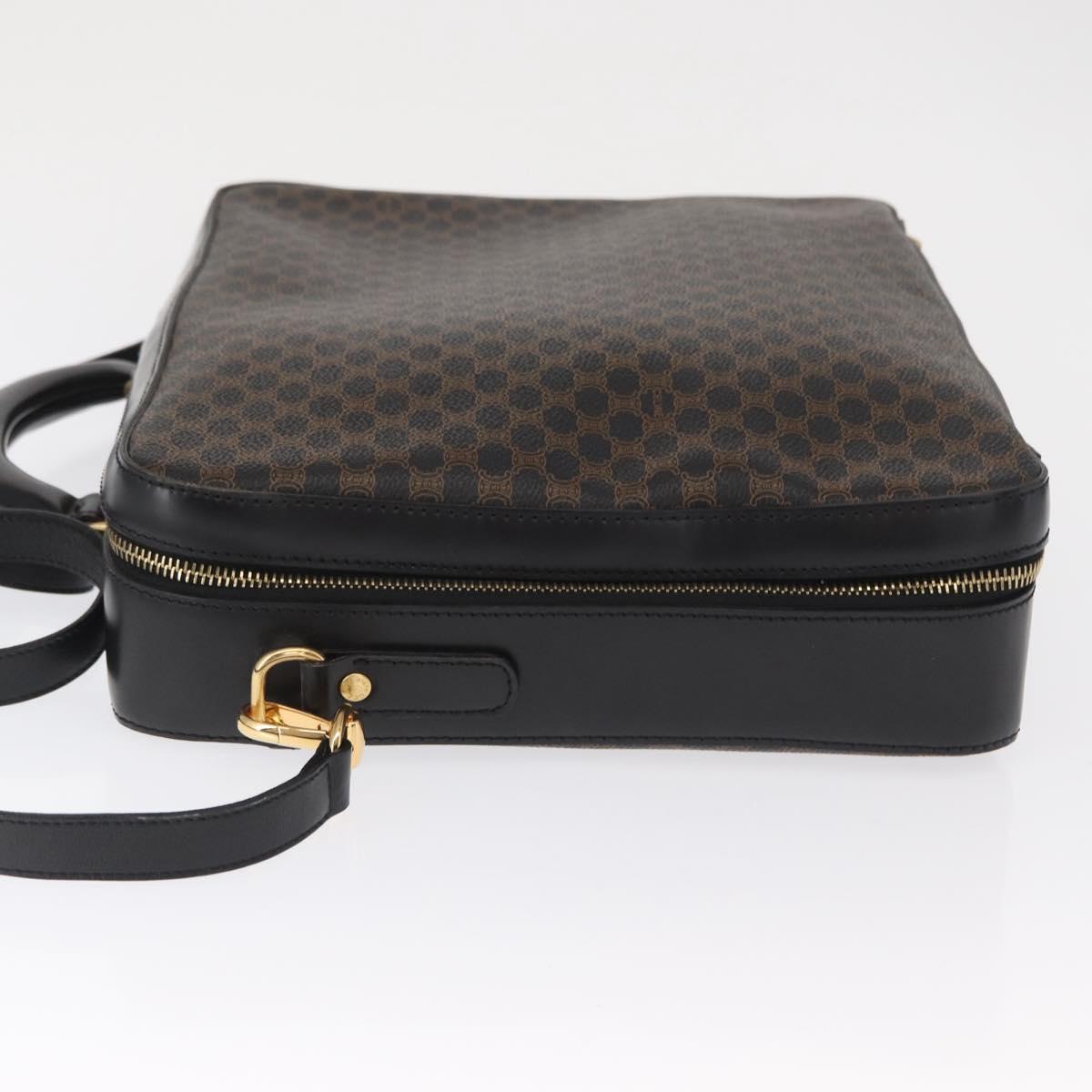 CELINE Macadam Canvas Hand Bag PVC Leather 2way Black Gold Auth 164759V