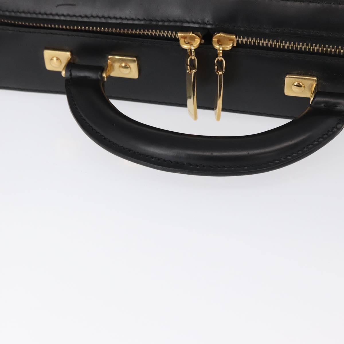 CELINE Macadam Canvas Hand Bag PVC Leather 2way Black Gold Auth 164759V