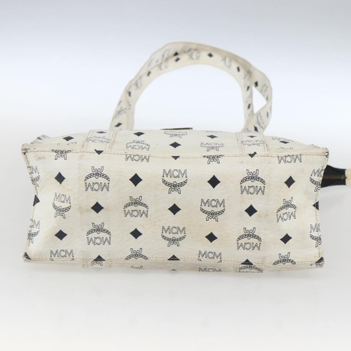 MCM Vicetos Logogram Shoulder Bag PVC Leather White Gold Auth 164760