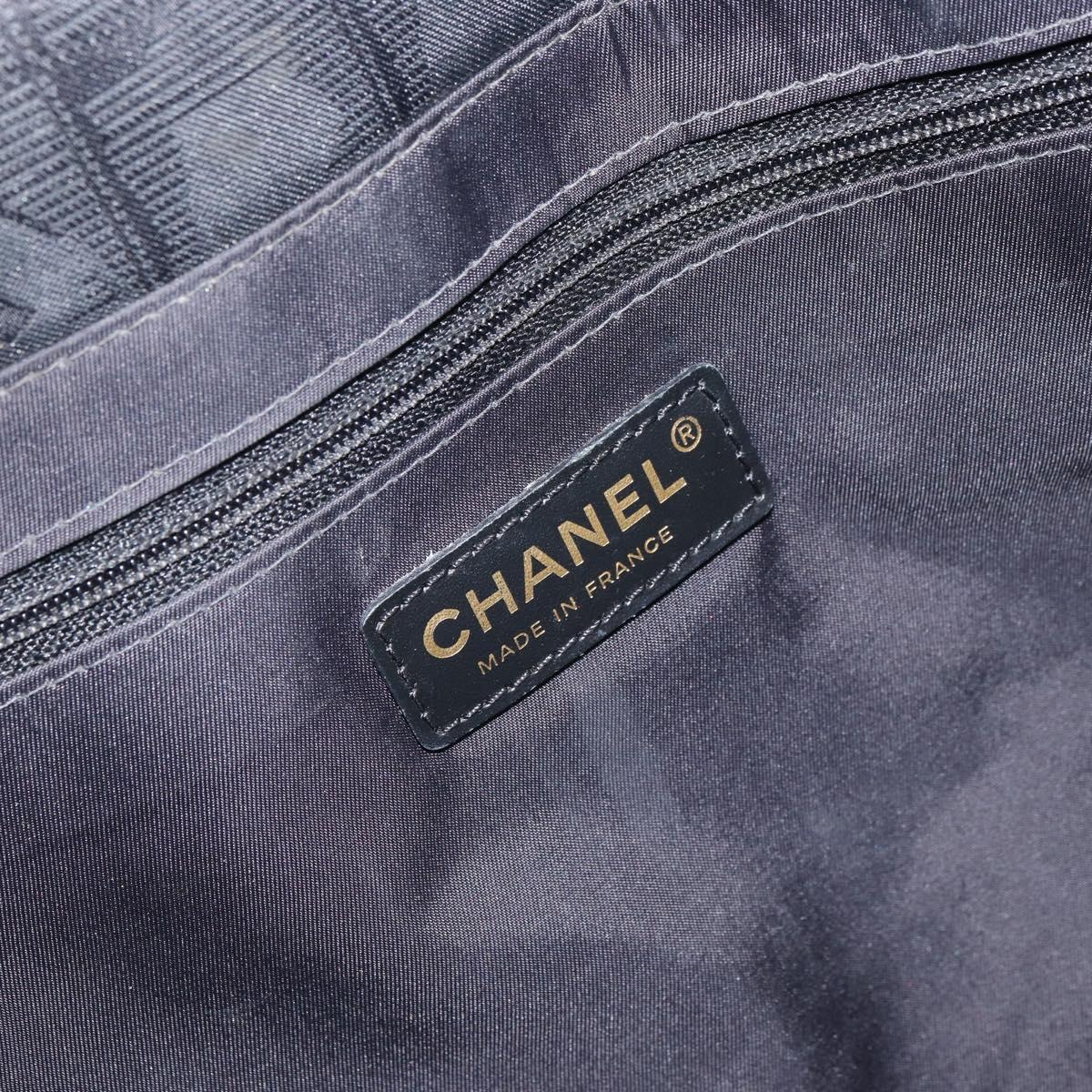 CHANEL New Travel line Hand Bag Black Gold CC Auth 164762