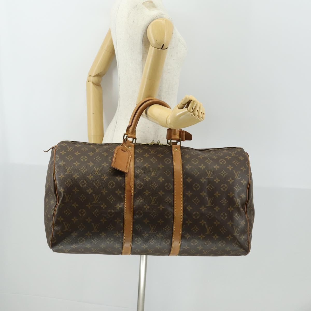 LOUIS VUITTON Monogram Keepall 55 Boston Bag M41424 LV Auth 164765