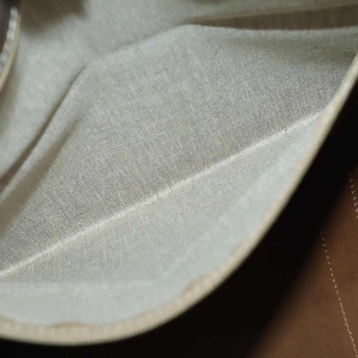 CELINE Macadam Canvas Boston Bag PVC Leather Brown Gold Auth 164768