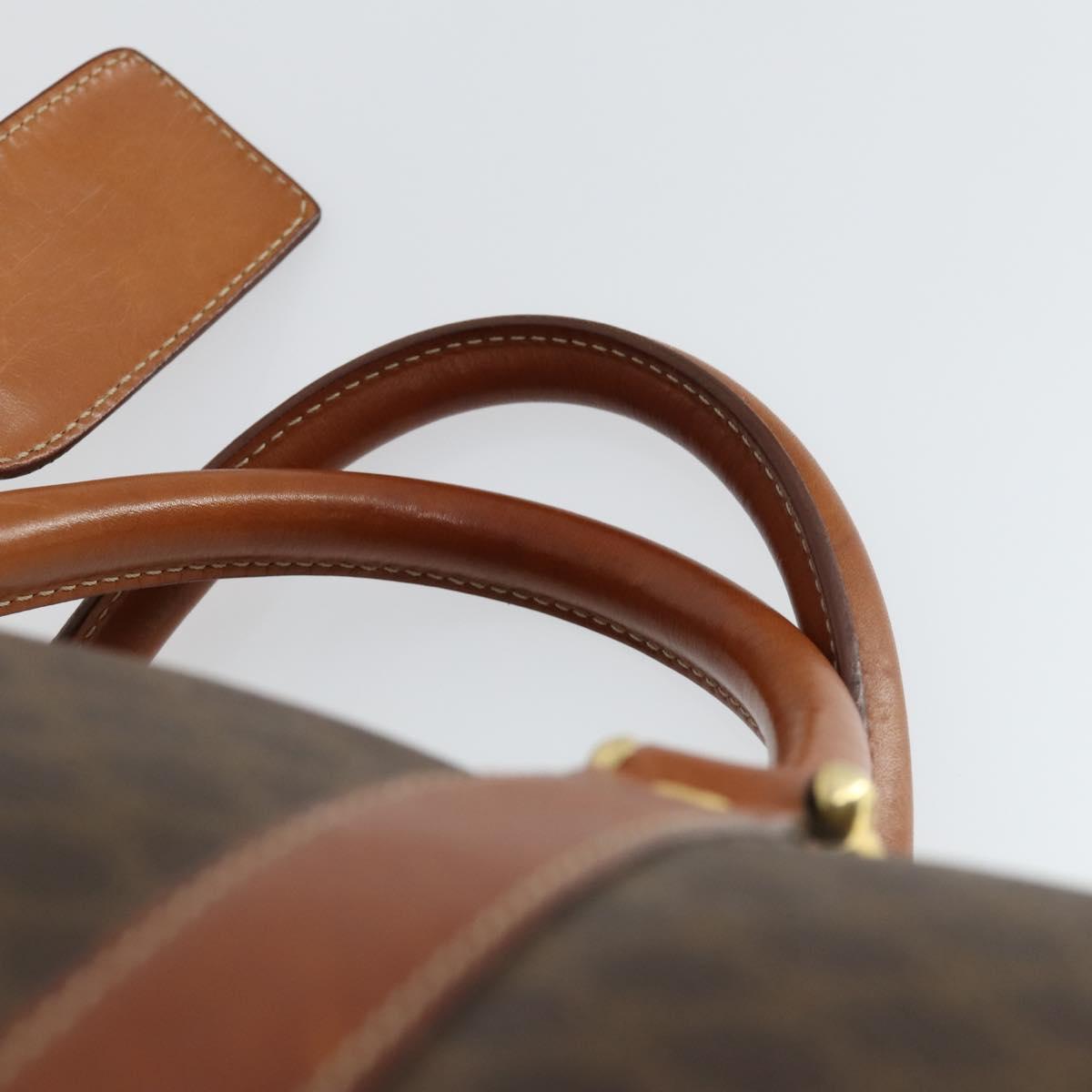 CELINE Macadam Canvas Boston Bag PVC Leather Brown Gold Auth 164768