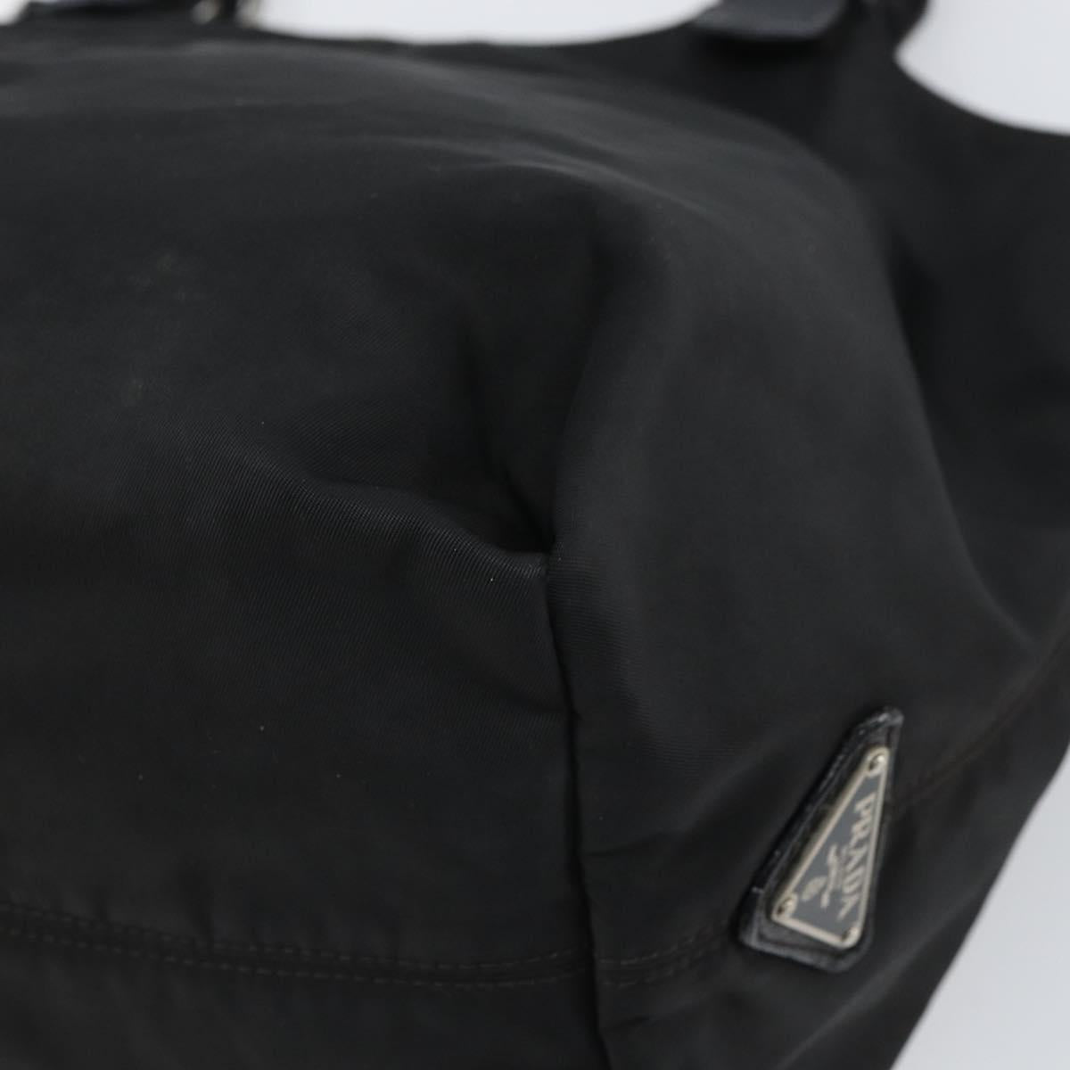 PRADA Hand Bag Nylon Black Silver Auth 164777