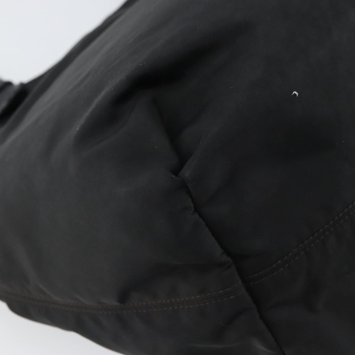 PRADA Hand Bag Nylon Black Silver Auth 164777