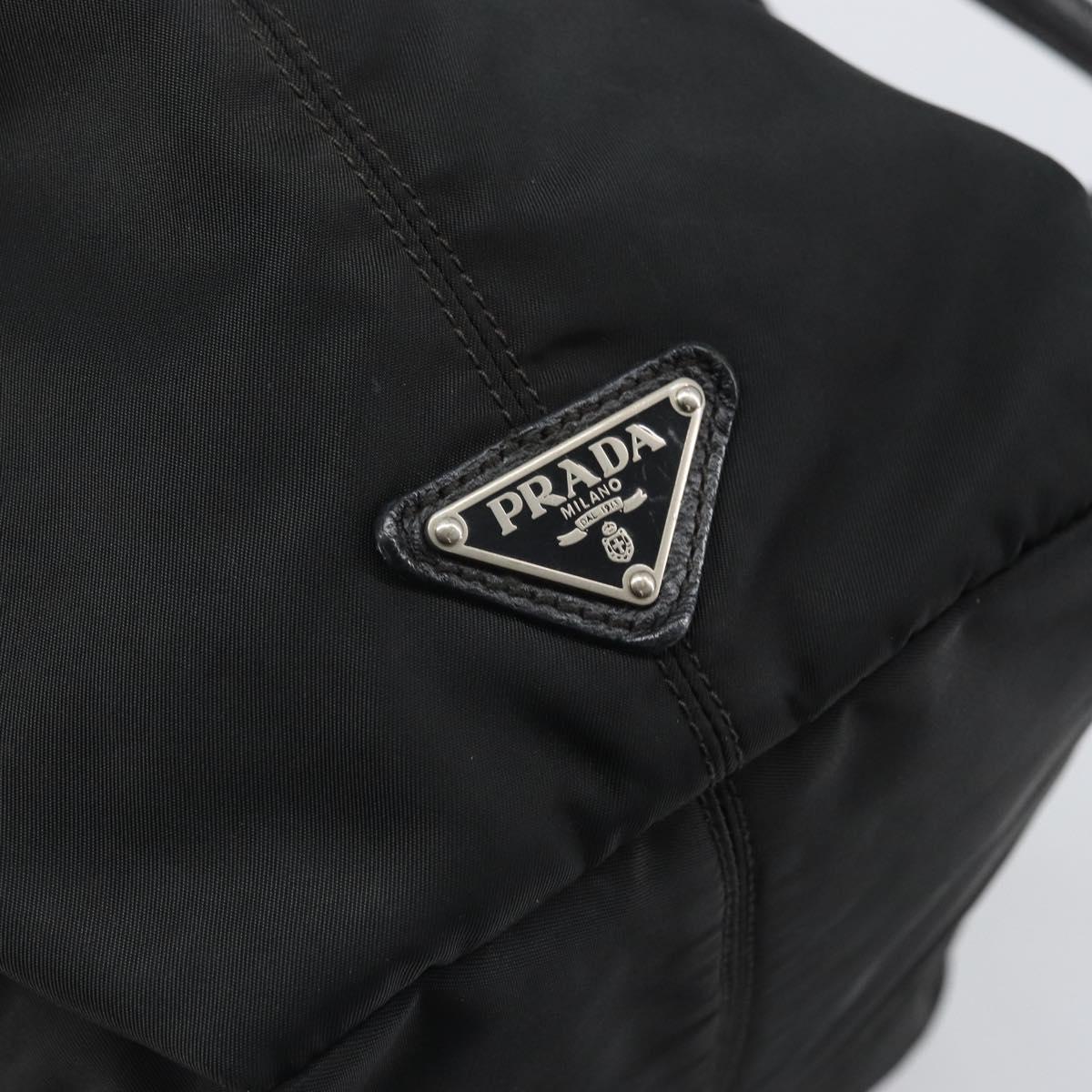PRADA Hand Bag Nylon Black Silver Auth 164777