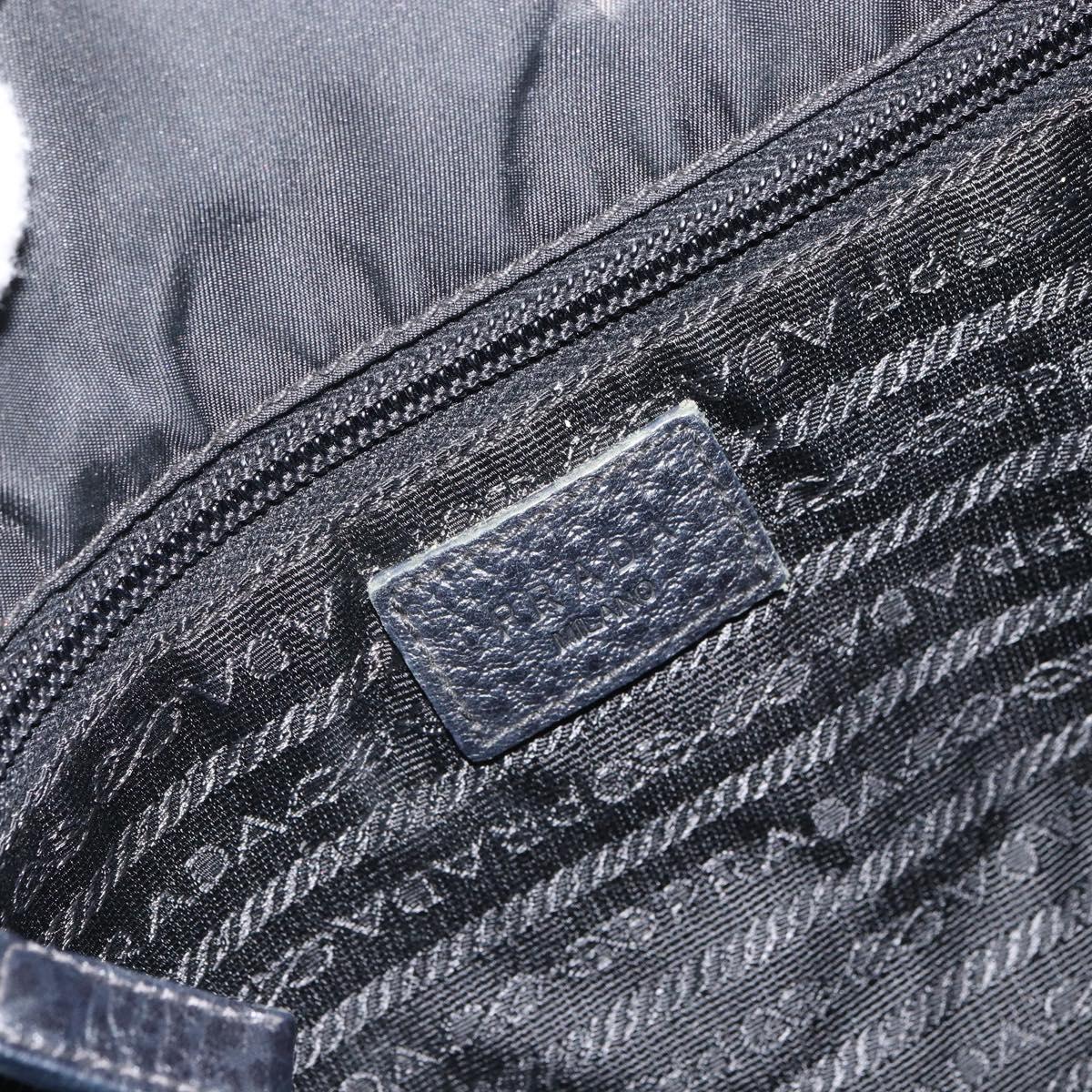 PRADA Hand Bag Nylon Black Silver Auth 164777