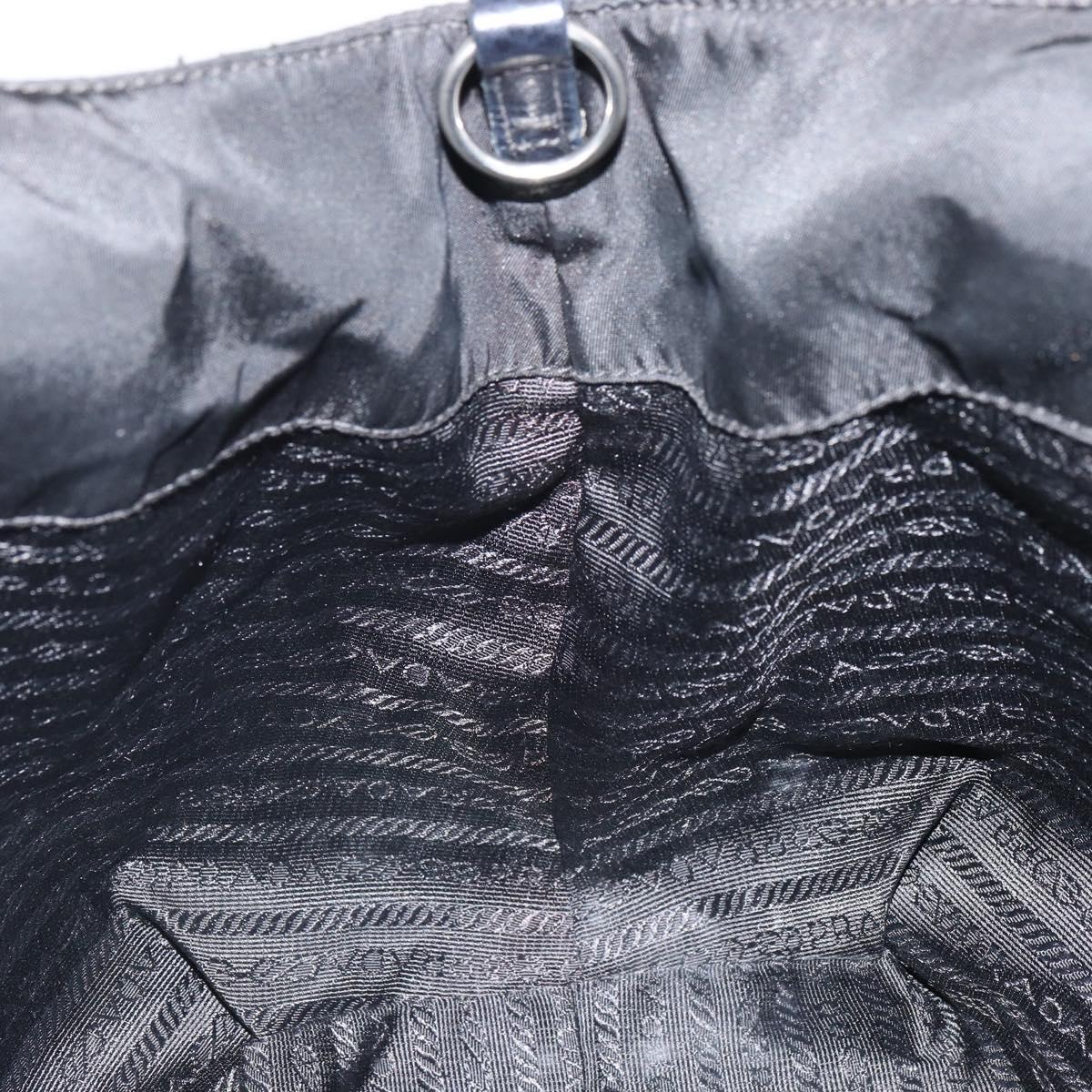 PRADA Hand Bag Nylon Black Silver Auth 164777