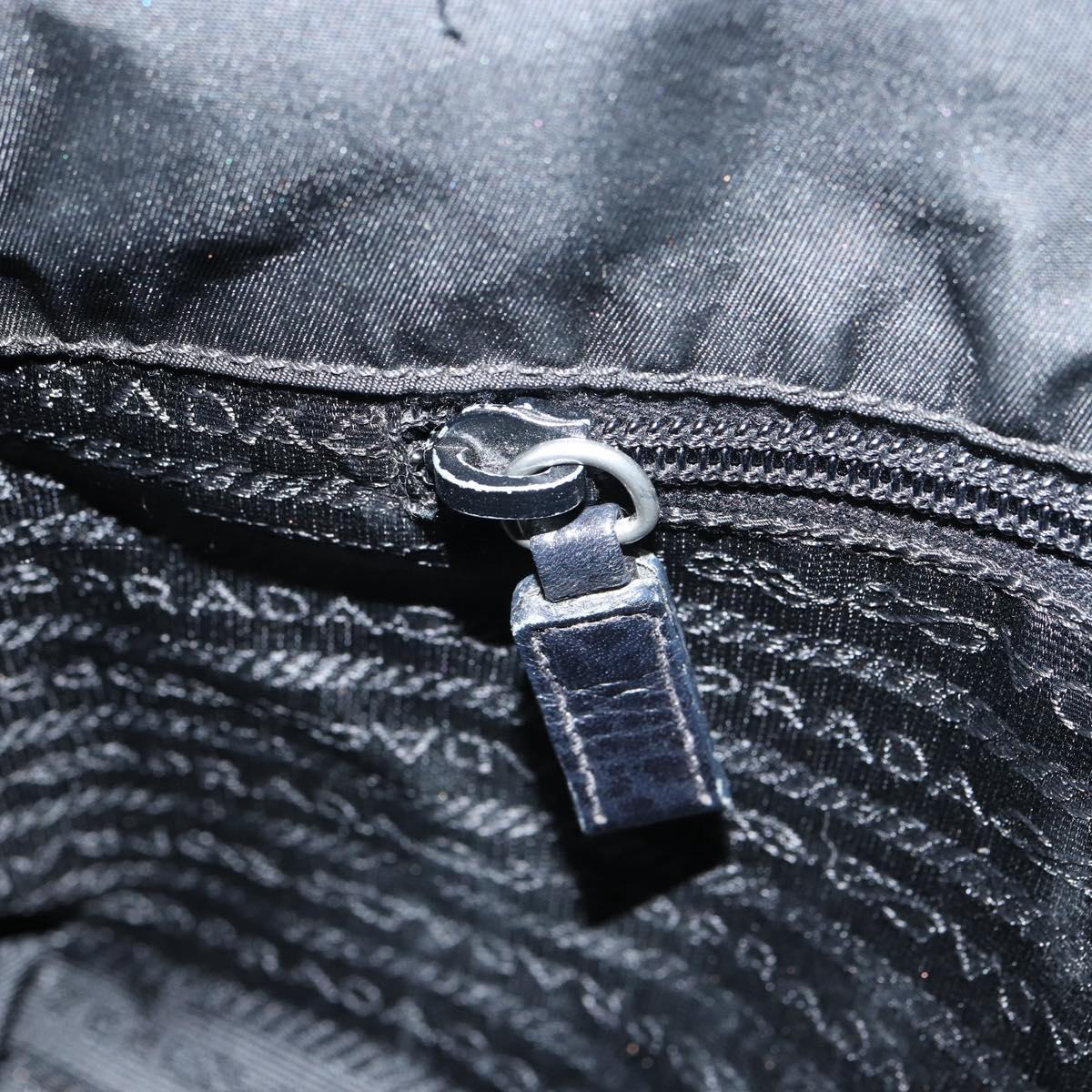 PRADA Hand Bag Nylon Black Silver Auth 164777