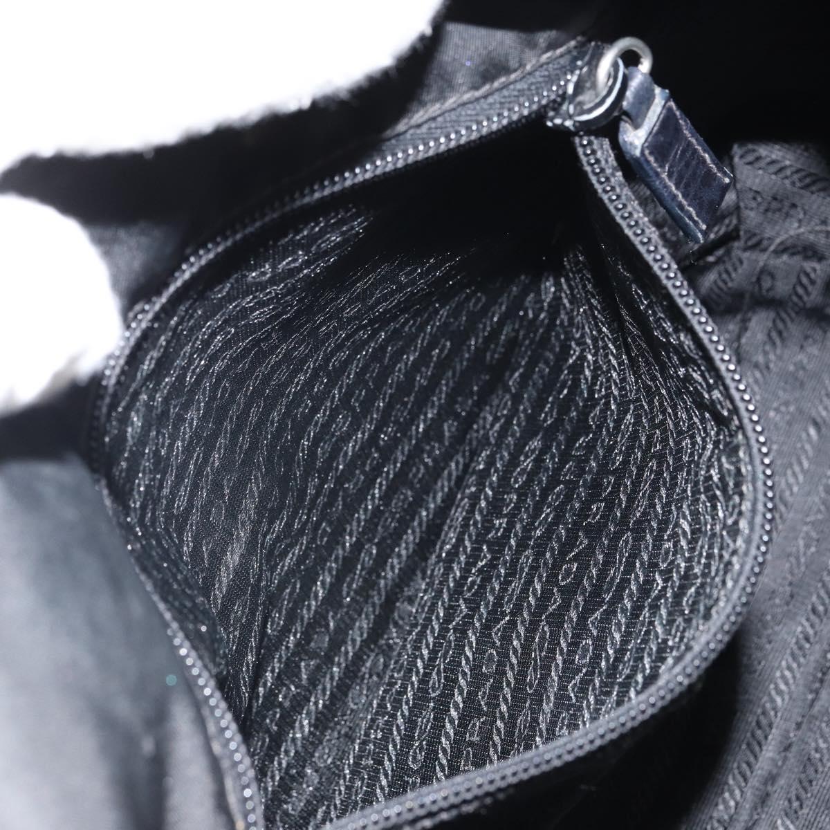 PRADA Hand Bag Nylon Black Silver Auth 164777