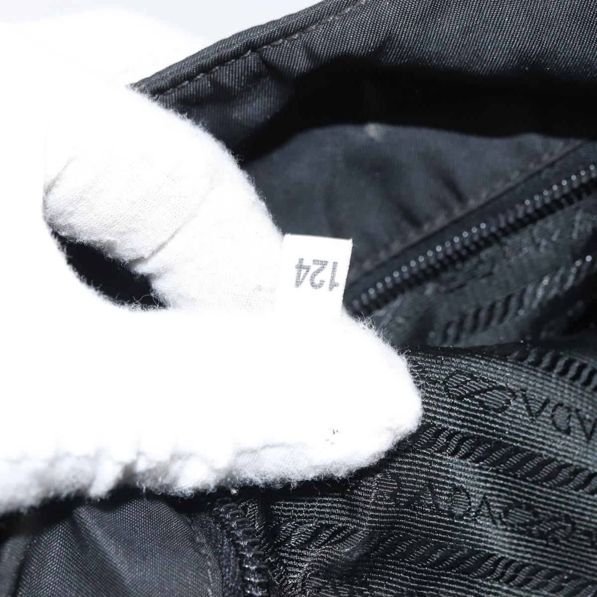 PRADA Hand Bag Nylon Black Silver Auth 164777