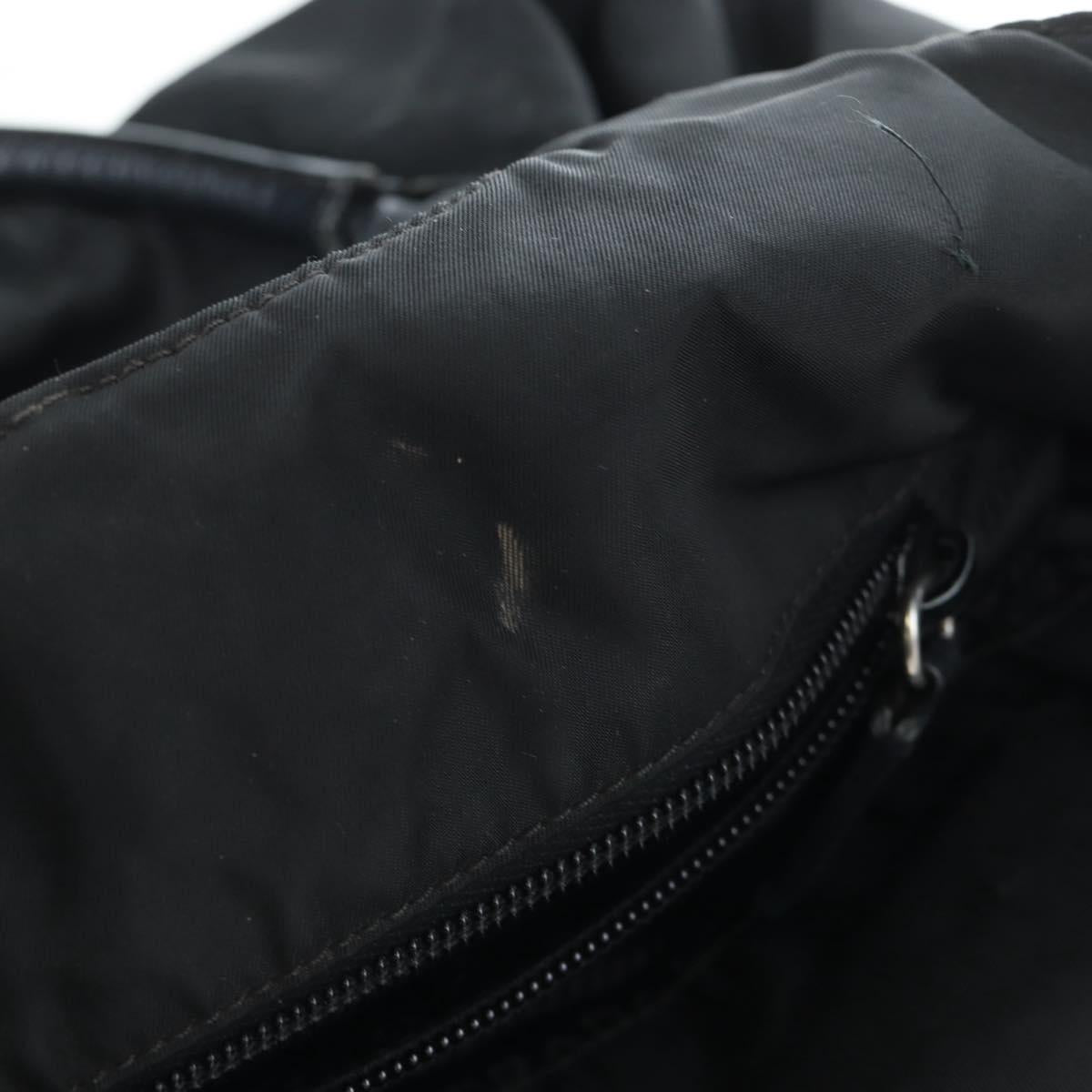 PRADA Hand Bag Nylon Black Silver Auth 164777