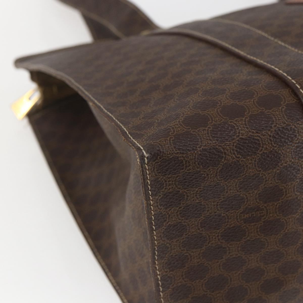 CELINE Macadam Canvas Tote Bag PVC Leather Brown Gold Auth 164781