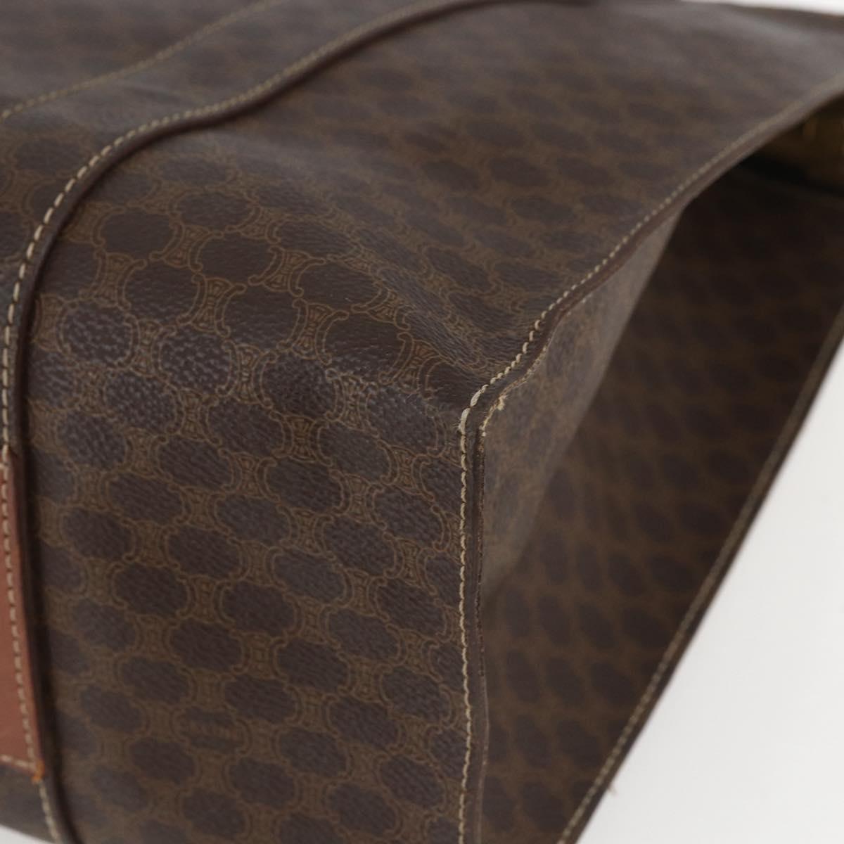 CELINE Macadam Canvas Tote Bag PVC Leather Brown Gold Auth 164781