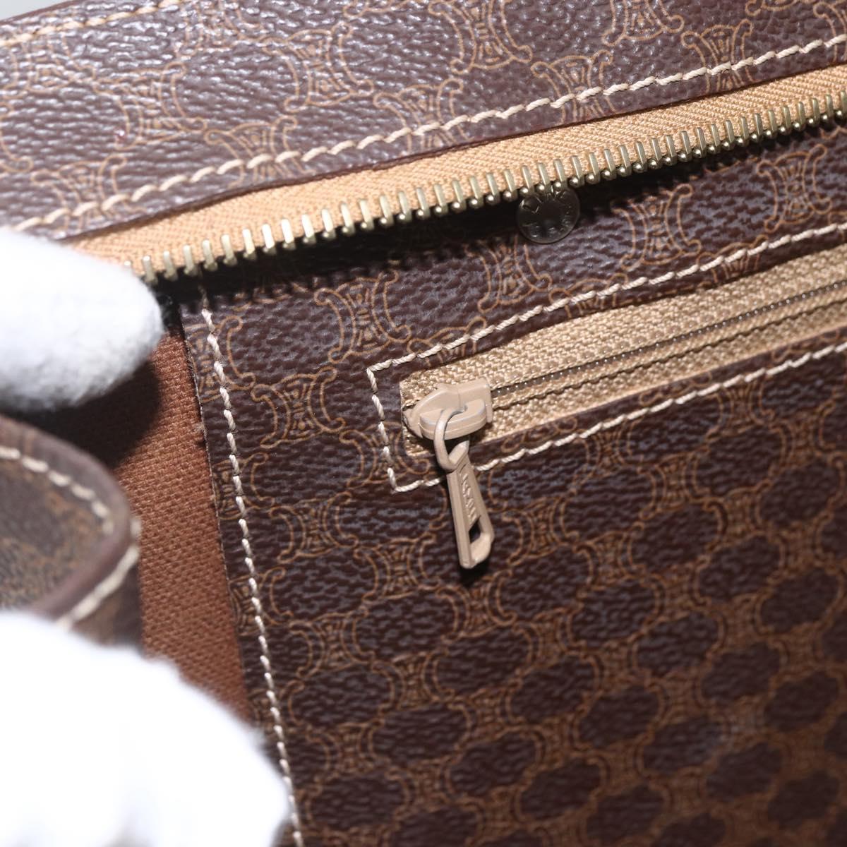 CELINE Macadam Canvas Tote Bag PVC Leather Brown Gold Auth 164781