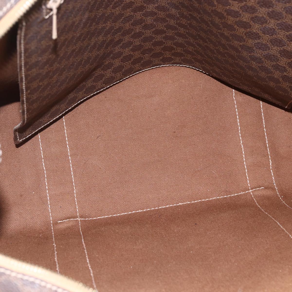 CELINE Macadam Canvas Tote Bag PVC Leather Brown Gold Auth 164781