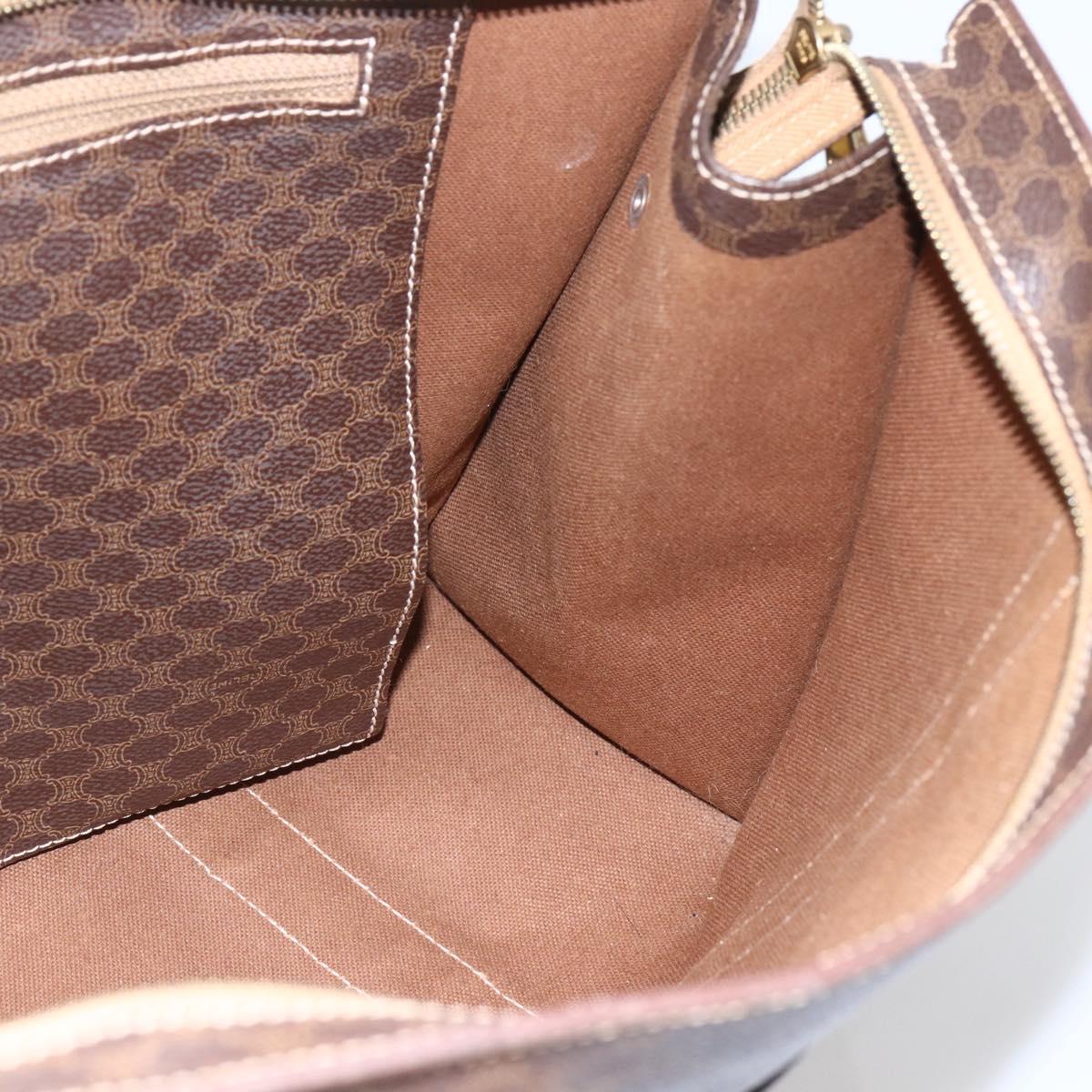 CELINE Macadam Canvas Tote Bag PVC Leather Brown Gold Auth 164781