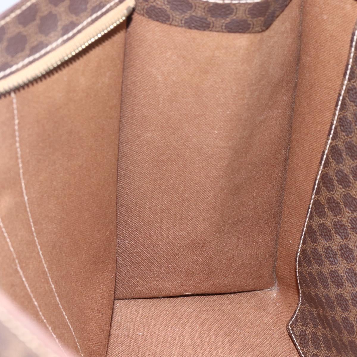 CELINE Macadam Canvas Tote Bag PVC Leather Brown Gold Auth 164781