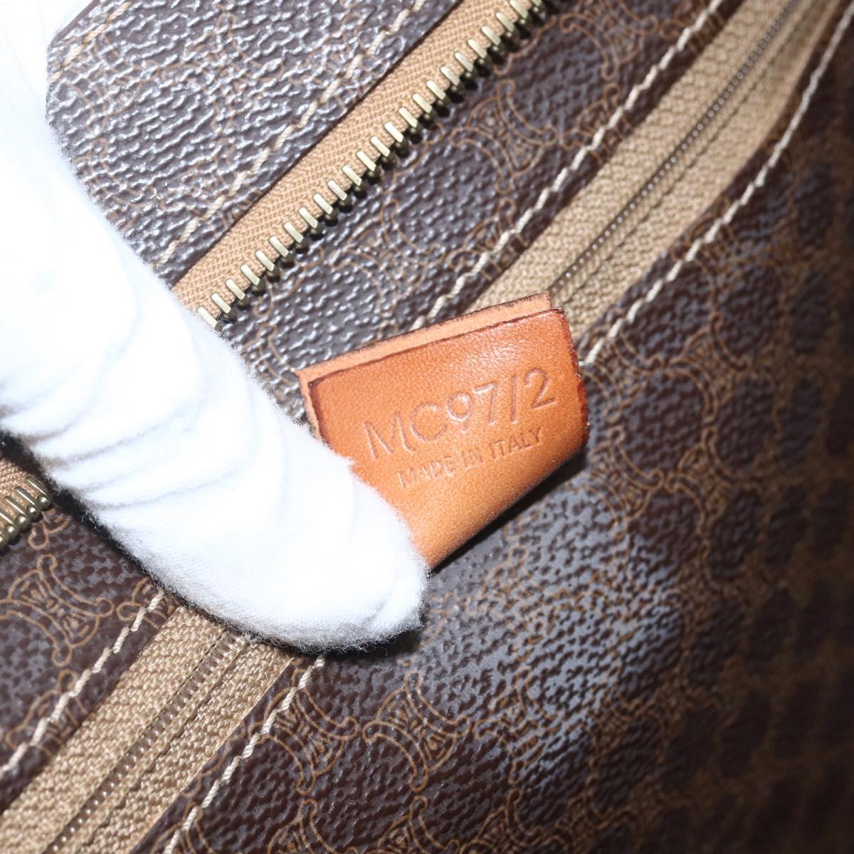 CELINE Macadam Canvas Tote Bag PVC Leather Brown Gold Auth 164781