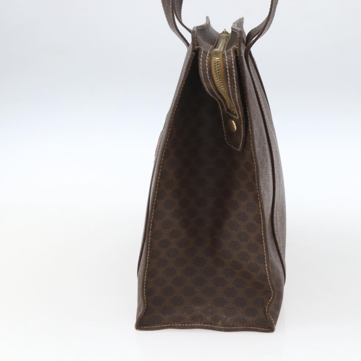 CELINE Macadam Canvas Tote Bag PVC Leather Brown Gold Auth 164781