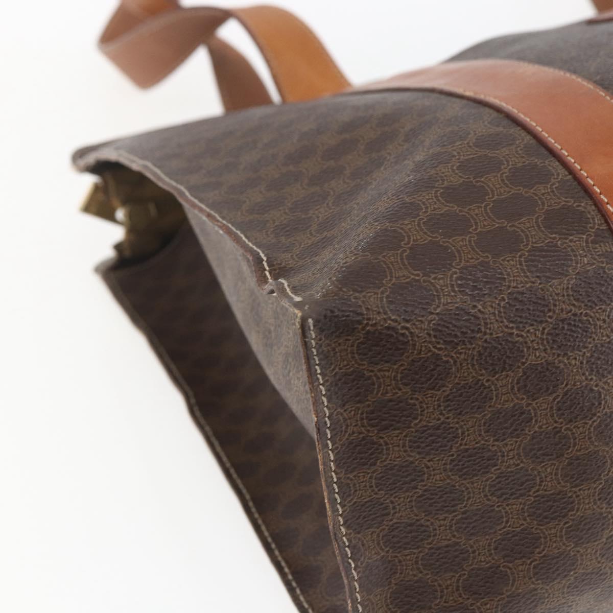 CELINE Macadam Canvas Tote Bag PVC Leather Brown Gold Auth 164782