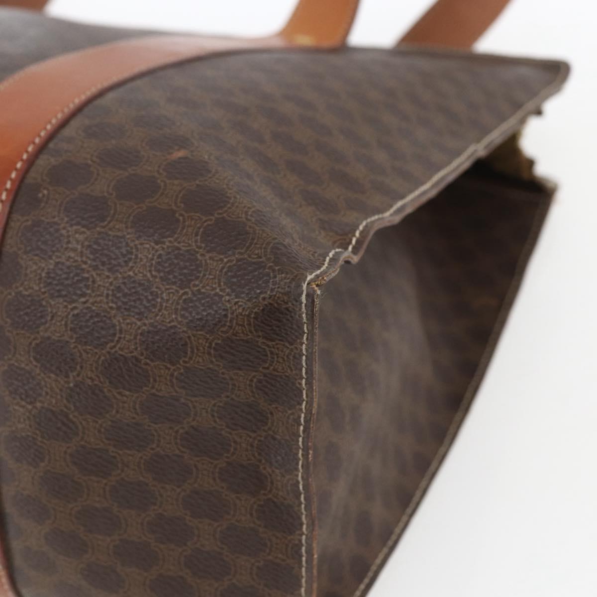 CELINE Macadam Canvas Tote Bag PVC Leather Brown Gold Auth 164782