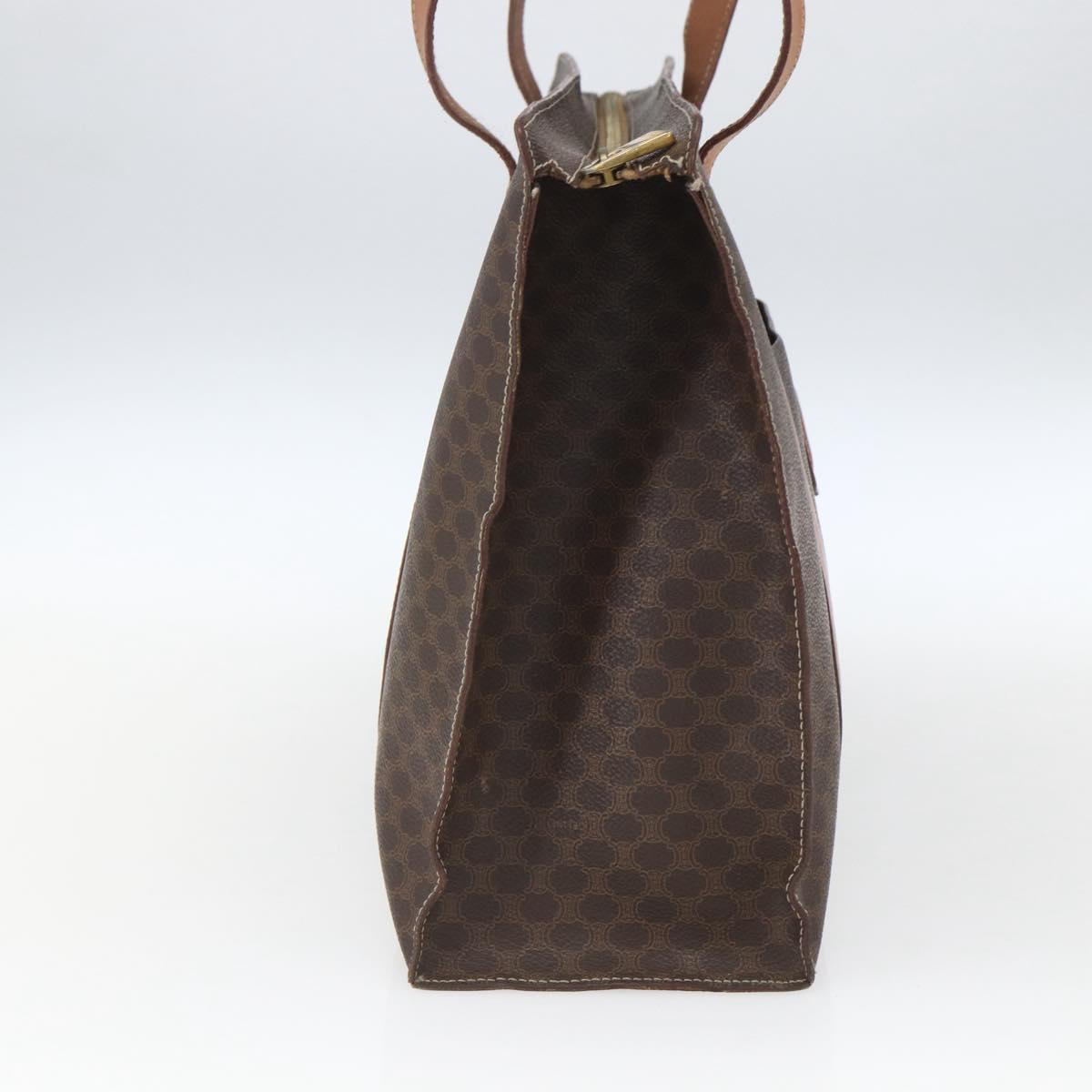 CELINE Macadam Canvas Tote Bag PVC Leather Brown Gold Auth 164782