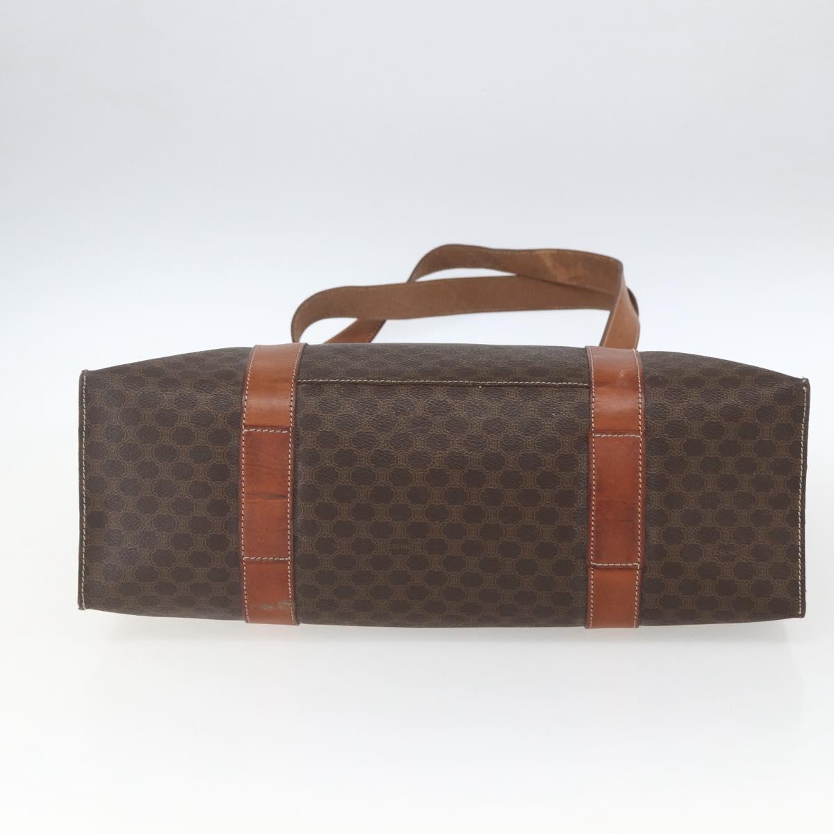 CELINE Macadam Canvas Tote Bag PVC Leather Brown Gold Auth 164782