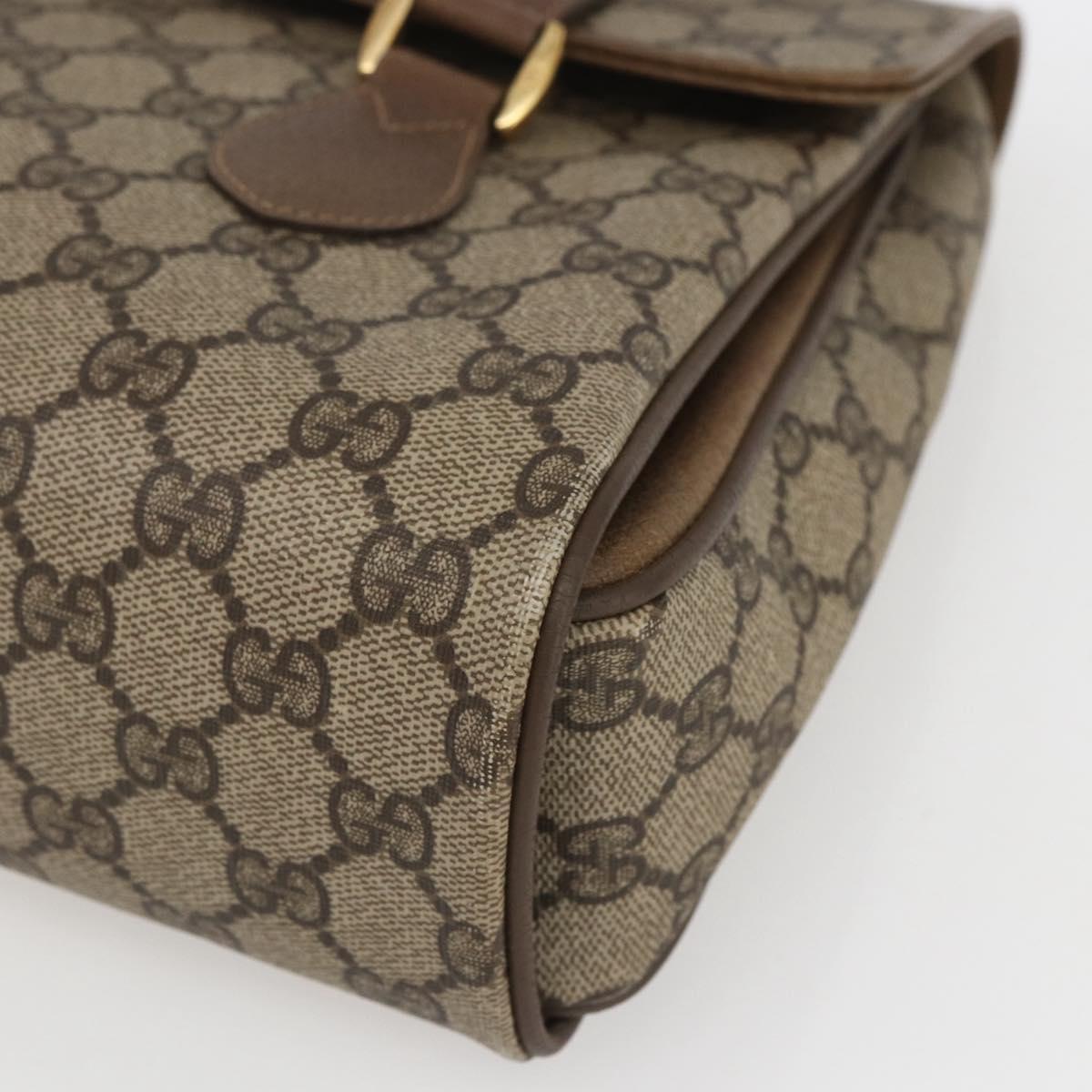 GUCCI GG Supreme Hand Bag PVC Beige Gold 116 02 080 Auth 164785