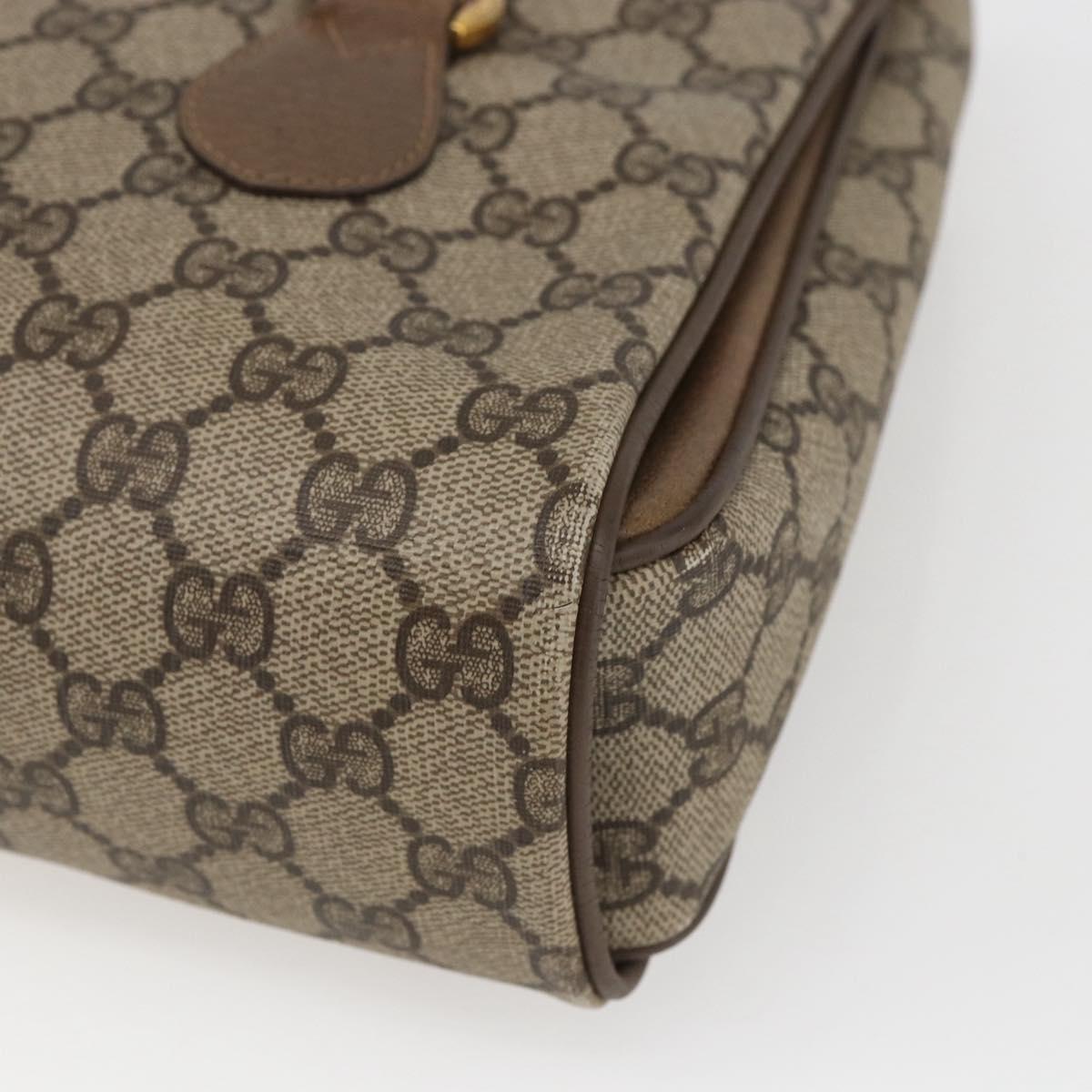 GUCCI GG Supreme Hand Bag PVC Beige Gold 116 02 080 Auth 164785