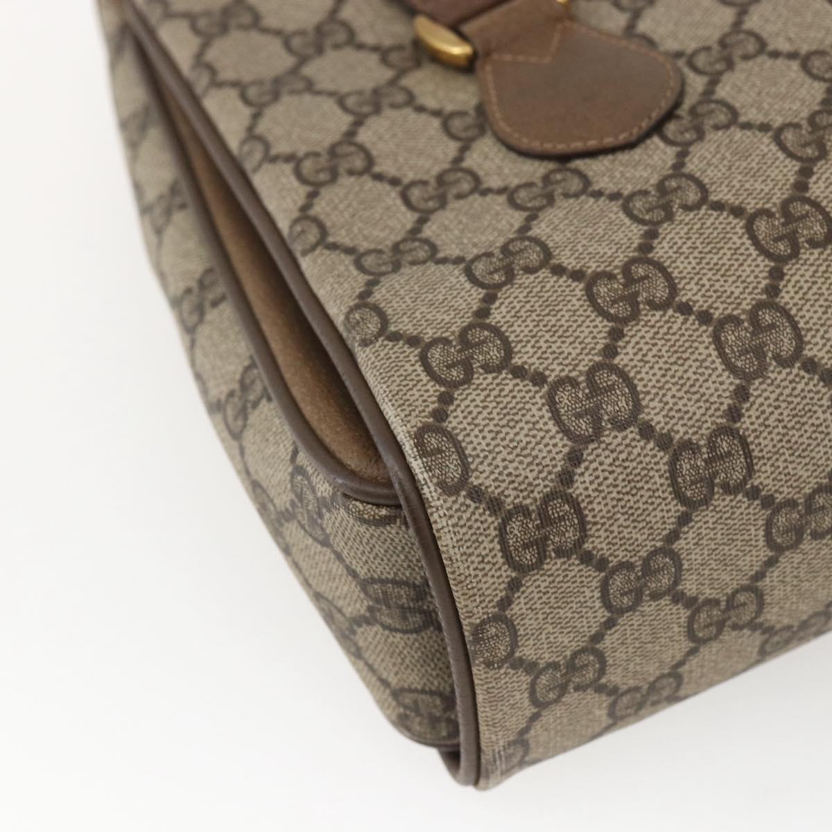 GUCCI GG Supreme Hand Bag PVC Beige Gold 116 02 080 Auth 164785
