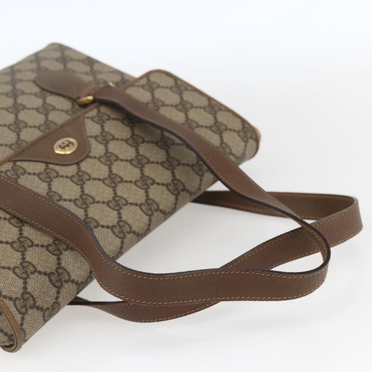 GUCCI GG Supreme Hand Bag PVC Beige Gold 116 02 080 Auth 164785