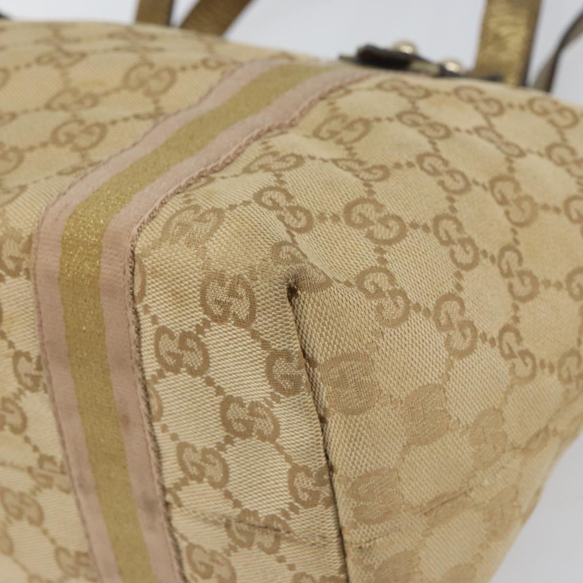GUCCI GG Canvas Hand Bag Beige Gold 137396 Auth 164786